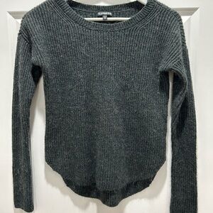 Express Women's Charcoal Ribbed Sweater